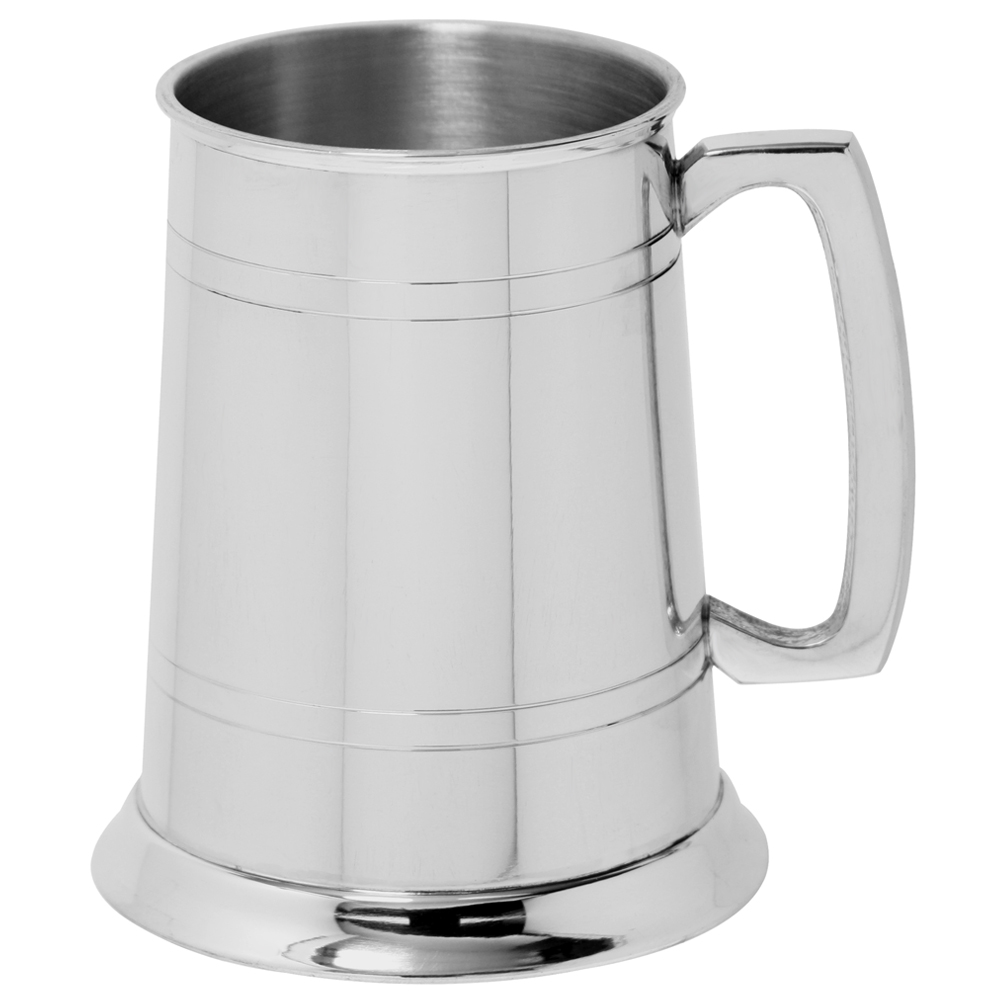 ENGLISH PEWTER 1 PINT 2 LINED TANKARD