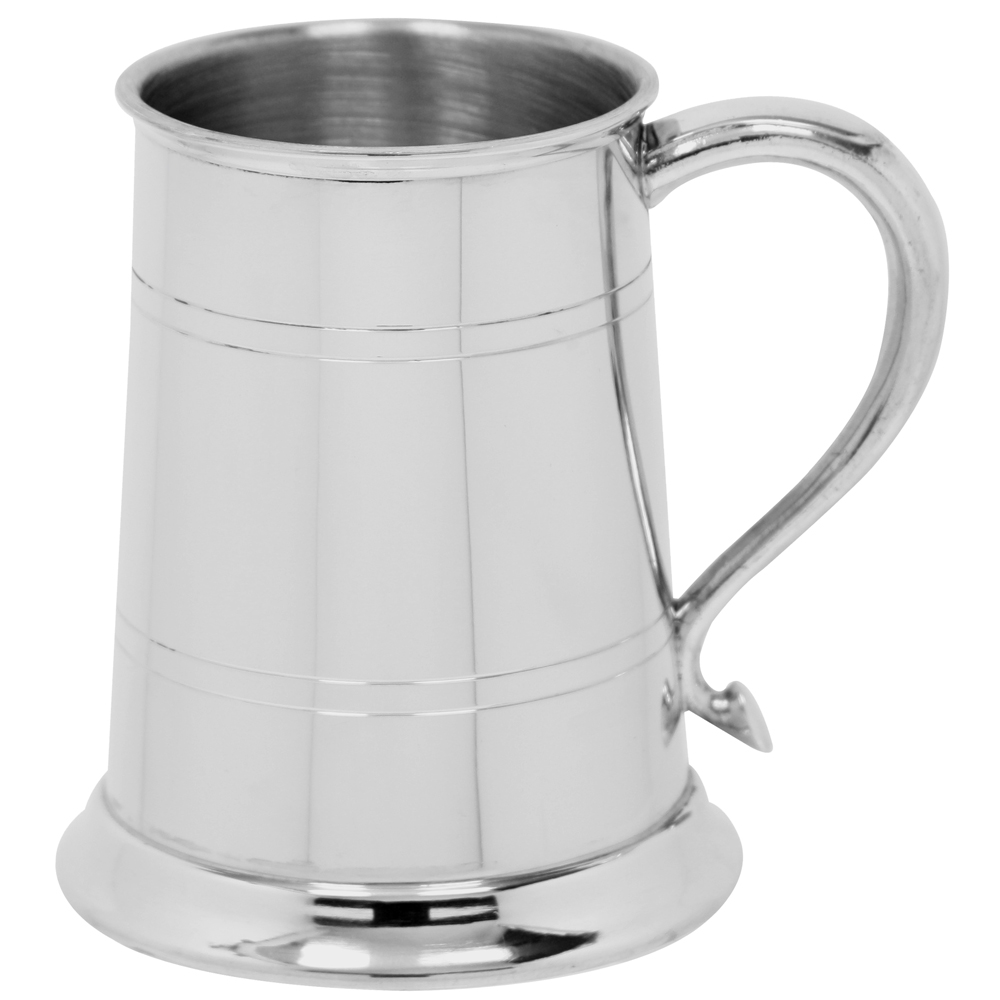ENGLISH PEWTER 1 PINT SWAN HANDLE TANKARD