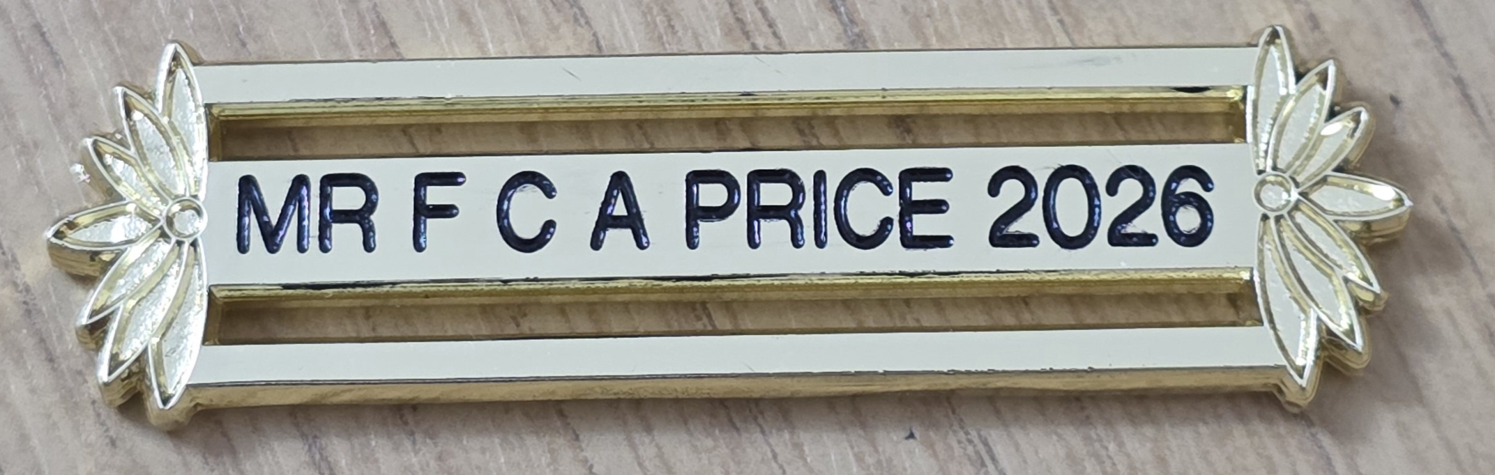 Ornate Leaf Gold Jewel Medal Name Bar ENGRAVED or BLANK - Image 6